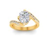 3 Ct Elongated Cushion Lab Diamond & .35 Ctw Curved Wave Pavé Engagement Ring