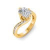 3 Ct Elongated Cushion Lab Diamond & .35 Ctw Curved Wave Pavé Engagement Ring