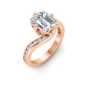 3 Ct Emerald Colorless Lab Diamond & .35 Ctw Curved Wave Pavé Engagement Ring