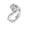 5 Ct Emerald Lab Diamond & .35 Ctw Curved Wave Pavé Engagement Ring