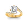 4 Ct Emerald Lab Diamond & .35 Ctw Curved Wave Pavé Engagement Ring