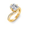 4 Ct Emerald Lab Diamond & .35 Ctw Curved Wave Pavé Engagement Ring
