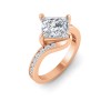 3 Ct Princess Lab Diamond & .35 Ctw Curved Wave Pavé Engagement Ring
