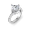 5 Ct Princess Lab Diamond & .35 Ctw Curved Wave Pavé Engagement Ring