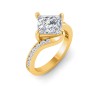 3 Ct Princess Moissanite & .35 Ctw Lab Diamond Curved Wave Pavé Engagement Ring