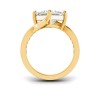 3 Ct Princess Moissanite & .35 Ctw Lab Diamond Curved Wave Pavé Engagement Ring