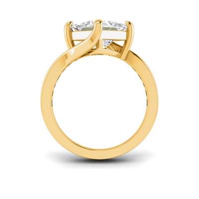 3 Ct Princess Moissanite & .35 Ctw Lab Diamond Curved Wave Pavé Engagement Ring