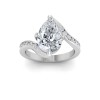 3 Ct Pear Colorless Lab Diamond & .35 Ctw Curved Wave Pavé Engagement Ring