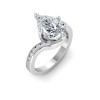 3 Ct Pear Colorless Lab Diamond & .35 Ctw Curved Wave Pavé Engagement Ring