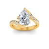 3 Ct Pear Lab Diamond & .35 Ctw Curved Wave Pavé Engagement Ring