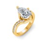 3 Ct Pear Lab Diamond & .35 Ctw Curved Wave Pavé Engagement Ring