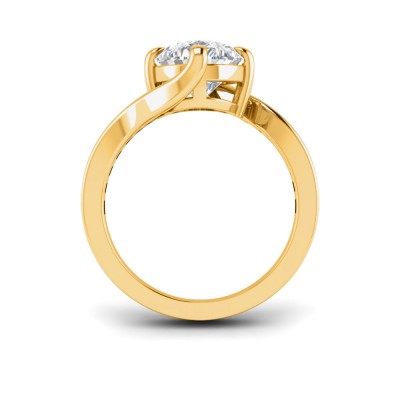 3 Ct Pear Lab Diamond & .35 Ctw Curved Wave Pavé Engagement Ring