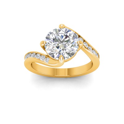 4 Ct Marquise Moissanite & .35 Ctw Lab Diamond Curved Wave Pavé Engagement Ring