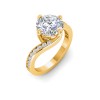 4 Ct Marquise Moissanite & .35 Ctw Lab Diamond Curved Wave Pavé Engagement Ring
