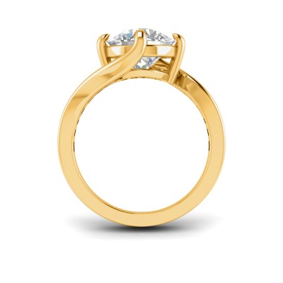 4 Ct Marquise Moissanite & .35 Ctw Lab Diamond Curved Wave Pavé Engagement Ring