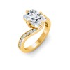 4 Ct Radiant Lab Diamond & .35 Ctw Curved Wave Pavé Engagement Ring