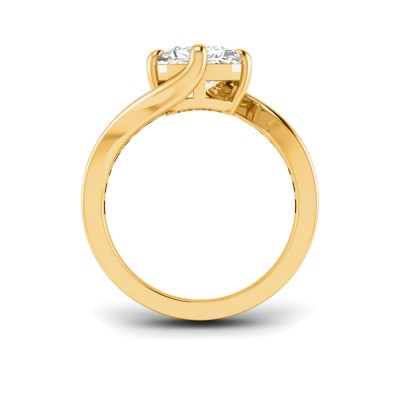4 Ct Radiant Lab Diamond & .35 Ctw Curved Wave Pavé Engagement Ring
