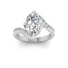 4 Ct Oval Moissanite & .35 Ctw Lab Diamond Curved Wave Pavé Engagement Ring