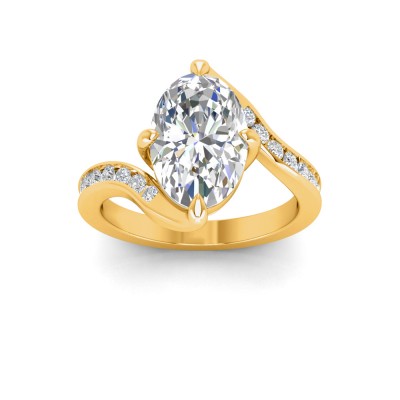 3 Ct Oval Lab Diamond & .35 Ctw Curved Wave Pavé Engagement Ring