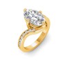6 Ct Oval Moissanite & .35 Ctw Lab Diamond Curved Wave Pavé Engagement Ring