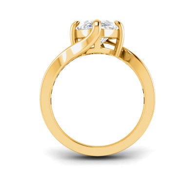3 Ct Oval Lab Diamond & .35 Ctw Curved Wave Pavé Engagement Ring