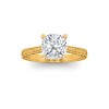 2 Ct Cushion Lab Diamond Classic Milgrain Solitaire Engagement Ring