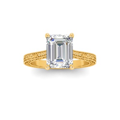 1 Ct Emerald Lab Diamond Classic Milgrain Solitaire Engagement Ring