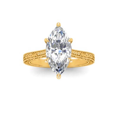 1 Ct Marquise Lab Diamond Classic Milgrain Solitaire Engagement Ring