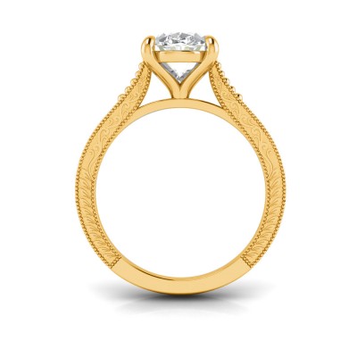 1 Ct Oval Moissanite Classic Milgrain Solitaire Engagement Ring