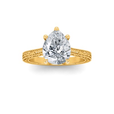 1 Ct Pear Lab Diamond Classic Milgrain Solitaire Engagement Ring