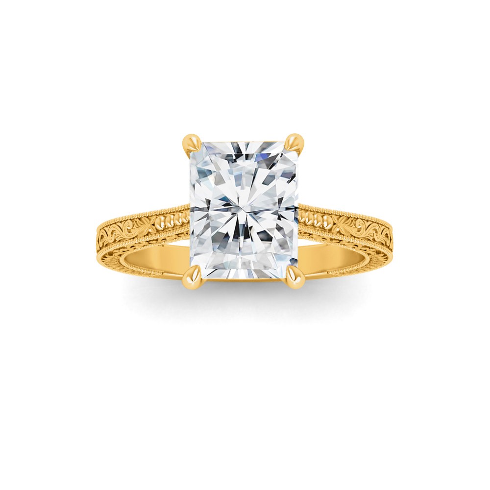 1 Ct Radiant Lab Diamond Classic Milgrain Solitaire Engagement Ring