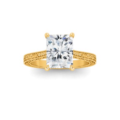 1 Ct Radiant Lab Diamond Classic Milgrain Solitaire Engagement Ring
