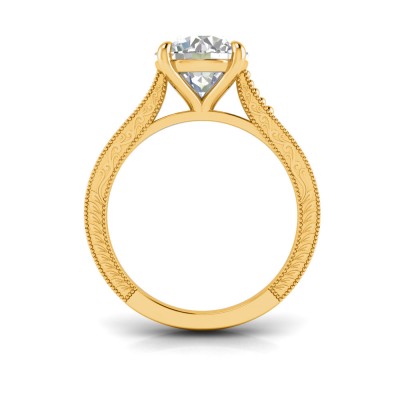 1 Ct Round Lab Diamond Classic Milgrain Solitaire Engagement Ring