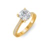 2 Ct Cushion Lab Diamond Classic Milgrain Diamond Band Engagement Ring