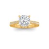 2 Ct Cushion Lab Diamond Classic Milgrain Diamond Band Engagement Ring