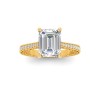 1 Ct Emerald Lab Diamond Classic Milgrain Diamond Band Engagement Ring
