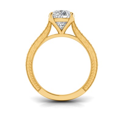 2 Ct Pear Lab Diamond Classic Milgrain Diamond Band Engagement Ring