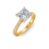 1 Ct Princess Lab Diamond Classic Milgrain Diamond Band Engagement Ring