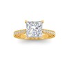 1 Ct Princess Lab Diamond Classic Milgrain Diamond Band Engagement Ring
