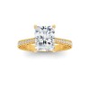 1 Ct Radiant Lab Diamond Classic Milgrain Diamond Band Engagement Ring