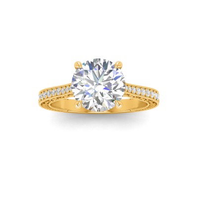 1 Ct Round Lab Diamond Classic Milgrain Diamond Band Engagement Ring