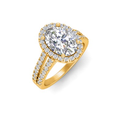 2 Ct Oval Lab Diamond & .50 Ctw Lab Diamond Halo Split Shank Pave Engagement Ring