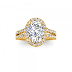2 Ct Oval Lab Diamond & .50 Ctw Lab Diamond Halo Split Shank Pave Engagement Ring