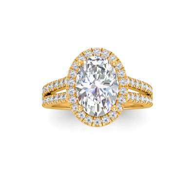 2 Ct Oval Lab Diamond & .50 Ctw Lab Diamond Halo Split Shank Pave Engagement Ring