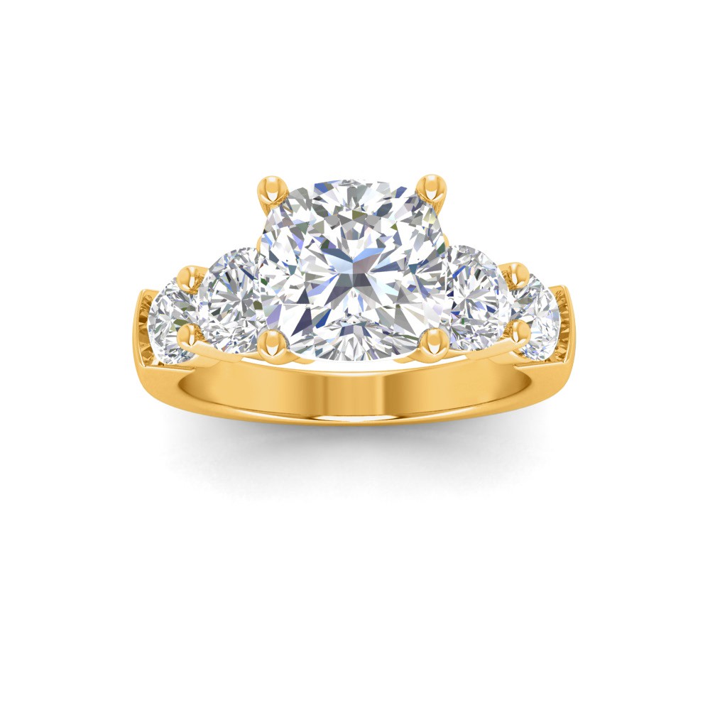 2 Ct Cushion Lab Diamond & 1.60 Ctw Lab Diamond Legacy 5-Stone Engagement Ring