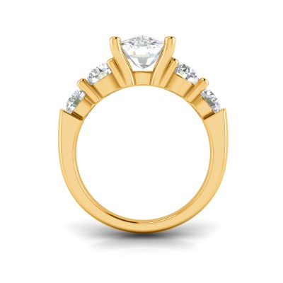 2 Ct Elongated Cushion Lab Diamond & 1.60 Ctw Lab Diamond Legacy 5-Stone Engagement Ring