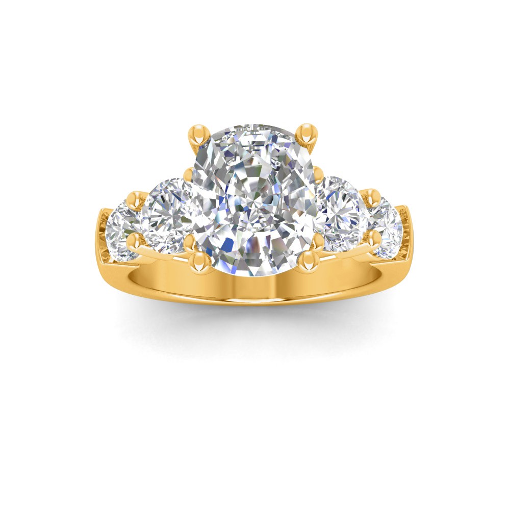 2 Ct Elongated Cushion Lab Diamond & 1.60 Ctw Lab Diamond Legacy 5-Stone Engagement Ring