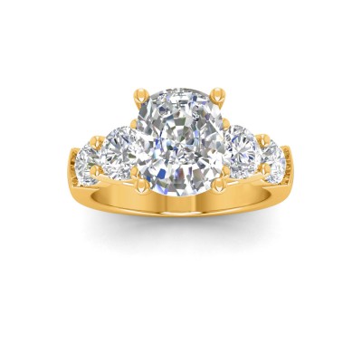 2 Ct Elongated Cushion Lab Diamond & 1.60 Ctw Lab Diamond Legacy 5-Stone Engagement Ring