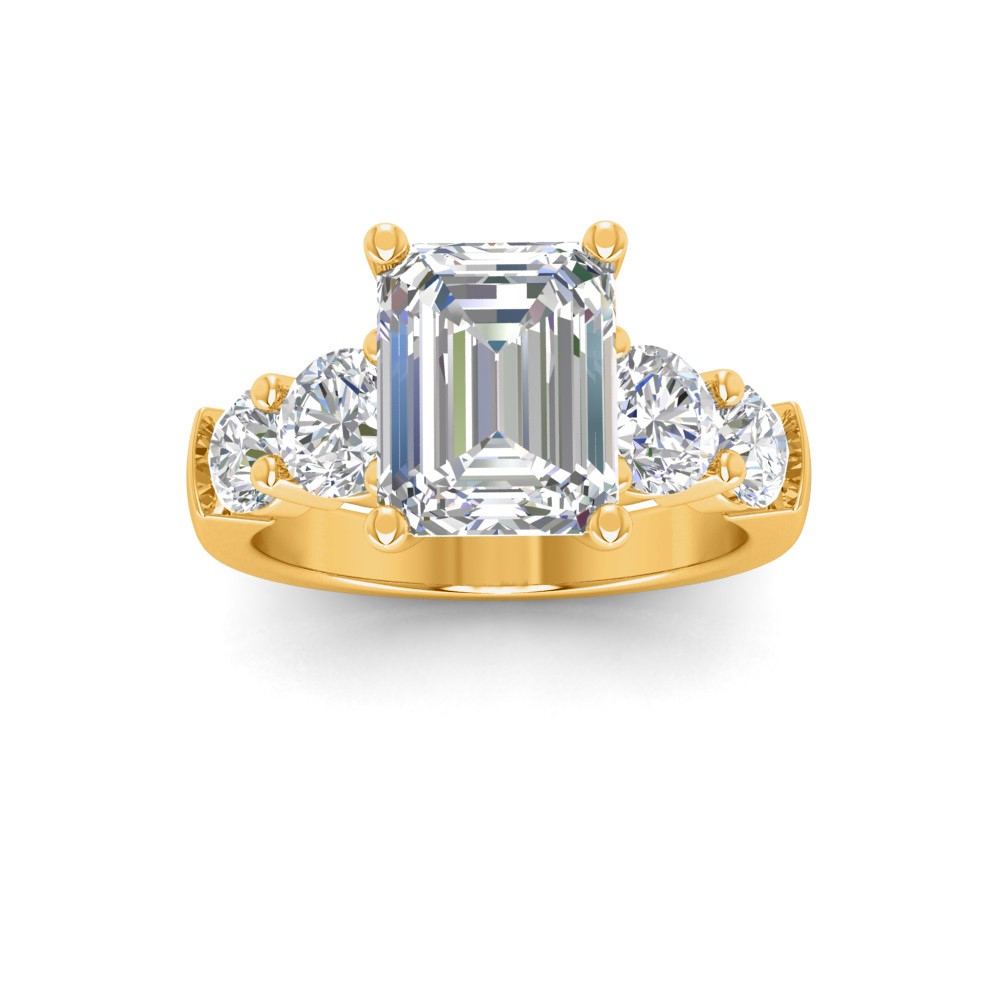 2 Ct Emerald Lab Diamond & 1.60 Ctw Lab Diamond Legacy 5-Stone Engagement Ring