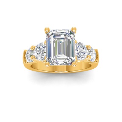 2 Ct Emerald Lab Diamond & 1.60 Ctw Lab Diamond Legacy 5-Stone Engagement Ring